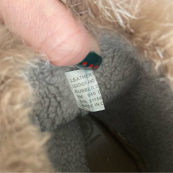 Tory Burch Anjelica Fur Suede Leather Boots Tan Taupe Gray size 7 - Picture 8 of 12